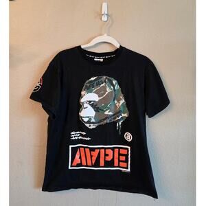 Aape by Bathing Ape Black Graphic Print Crewneck SZ Kids XXL/ Men's Small